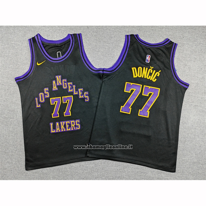 Maglia Bambino Los Angeles Lakers Luka Doncic No 77 Citta 2025-26 Nero